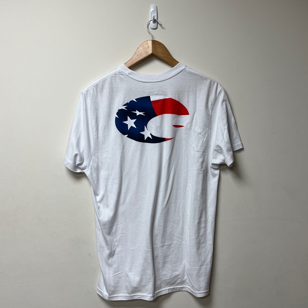 Costa Del Mar American Flag Logo Short Sleeve Shirt Mens Medium C Wave Graphic - Picture 2 of 3